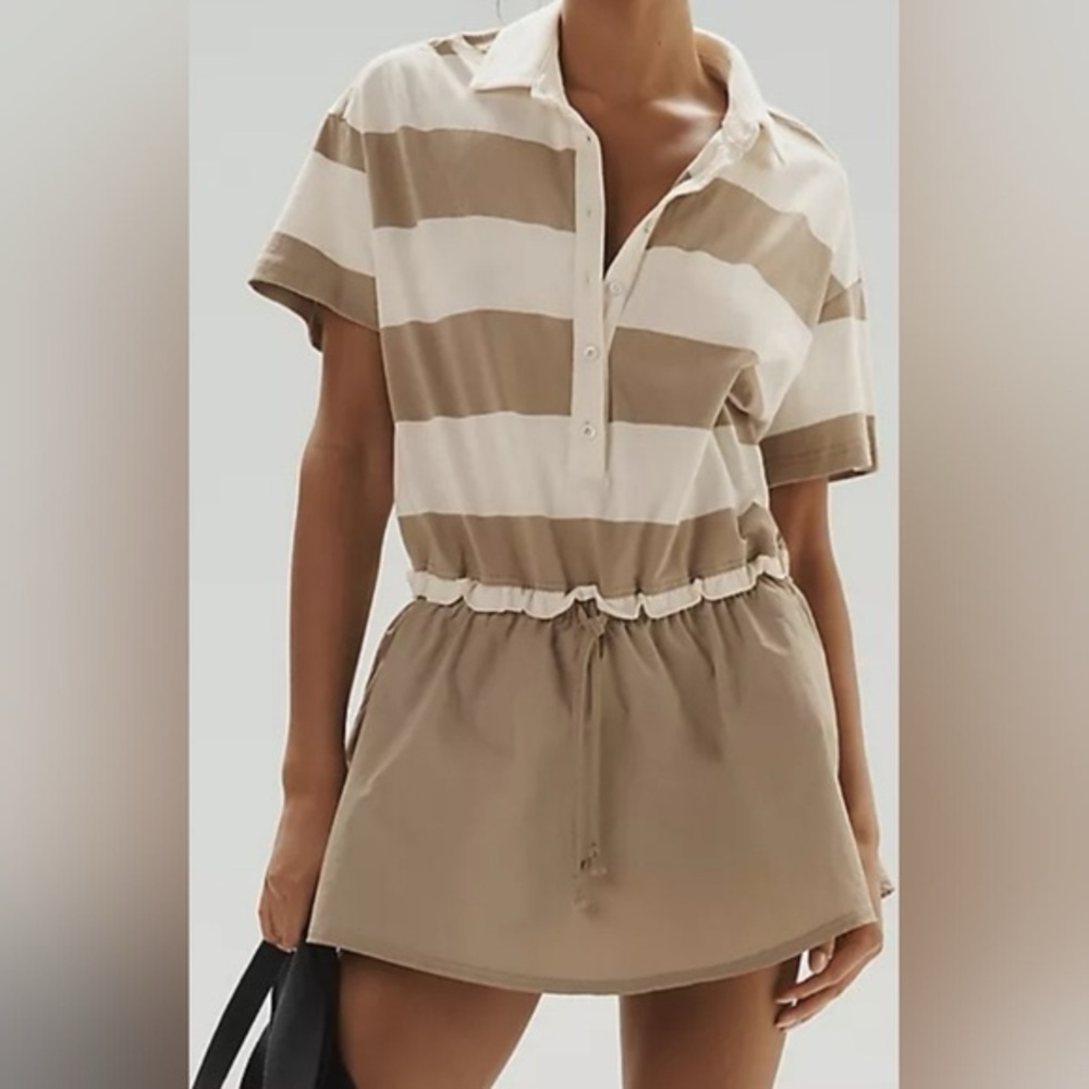 Daily Practice by Anthropologie Ember T-Shirt Twofer Mini Dress Oat Ivory S